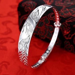 Bangle 999 Kolor Srebrny Noble Phoenix Bracelets Regulowane bransoletki dla eleganckich kobiet mody imprezowy biżuteria ślubna prezenty świąteczne