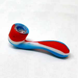 最新のカラフルなシリコンヘディパイプポータブル7Style Dry Herb Tobacco Glass Filter Spoon Bowl Smoking Bong Holder Waterpipe Hand Holder Tube