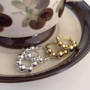 Hoop kolczyki shanice s925 srebrne z koraliki Huggie dla kobiet Danity Drop Ball Hoops Circle Ear Bejdia