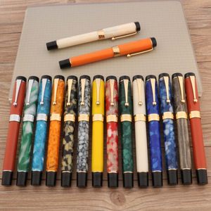 Fountain Pens High Quality Business JinHao 100 Acrylic Pen Color Spin Golden #6 Nib Fude Calligraphy Office Supplies 230608