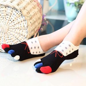 Women Socks Ladies Cute Five-finger Thin Pure Cotton Invisible Boat 5 Toe Kawaii