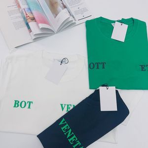 Grön T-shirt för män och kvinnors stereoskopiska silikonbokstavstryck T-shirt Pure Cotton Par Fashion Märke Kort ärm Tee