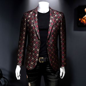 Męskie garnitury Blazers Autumn Slim Fit Blazer Men Stage Scena Scena swobodne garnitury Płaszcze Silver Burgundy Green Groom Wedding 230609