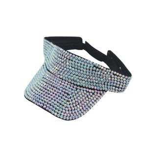 Shiny Spot Drill Rhinestone Color Diamonds Visor Peaked Cap Summer Air Sun Hats Women Men Top Empty Sports Sunscreen Cap