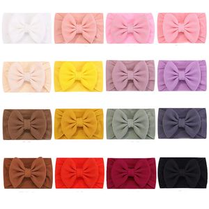 Baby Girl Solid Color Handmade Bowknots Headbands Children Elastic Headwear Party Club Decor Hair Accessories