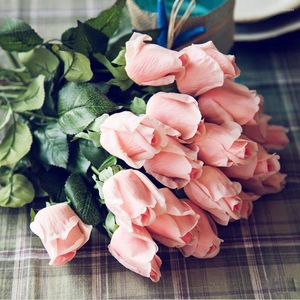 Decorative Flowers 10 Pieces 40cm Pink Red Champagne Plastic Rose Branch Wedding Party Favor Artificial Flower Valentines Anniversary Gift
