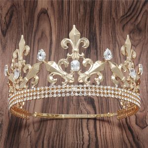 Jóias para cabelo de casamento Cross border King Crown Metal Men's Queen Ornament Performance Headwear Universal Prince for Men and Women 230609