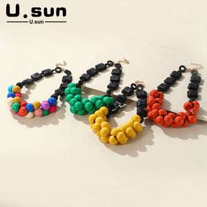 Pendant Necklaces Trend Colorful Beaded Necklace for Women Statement Geometric Pendant Resin Short Necklace Female Party Jewelry Gift 230608