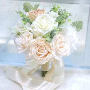 Buquês de flores para casamento Noiva artificial branco Novios