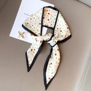 Designer Letters Print Flower Imitate Silk Scarf Headband for Women Fashion Long Handle Bag Scarves French Shoulder Tote Luggage Ribbon Head Wraps 100x9CM 20Colors