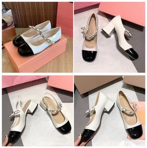 Mary Jane Buty dla damskiej sukienki Buty projektant Balerina Flats Pumps Block Obcina Mary Janes Slingback Obcasy baletowe płaskie Perl Pearl Pomplet Mid -Heel Flat Buty