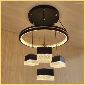 Lampadari Tavolo da pranzo nero LED Lampade a sospensione quadrate moderne e minimaliste Nordic Designer Interior Decor Lampadario 4 luci