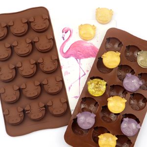 NEW 15 Holes Funny Pig Shaped Silicone Soap Mould Candy Fondant Chocolate Kitchen Silicone Chocolate Cookies Cake DIY Mold