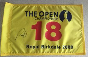 Padraig Harrington autografata auto firmata firmata da collezione MASTERS Open pin flag da golf