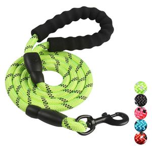 Dog Collars Leashes 15m Rope Nylon Round Reflective Light Leash Strending Hook Big Traction Harnes