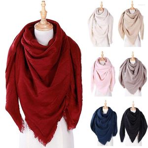 Scarves Fashion Warm Winter Solid Color Shawl Imitation Cashmere Thermal Triangle Scarf