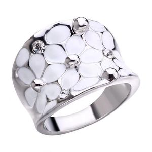 Elegant temperament bröllop smycken mode blomma olja droppande ring för kvinnor