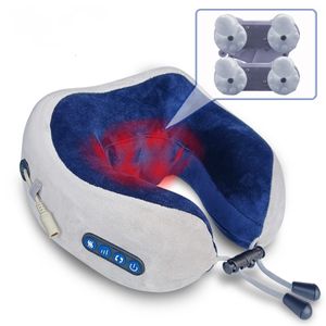 Massaggiatore per la testa 4 teste Cuscino da viaggio Massaggiatore per il collo Rilassamento Riscaldamento Vibratore Vertebra cervicale a forma di U Massaggio elettrico Assistenza sanitaria 230608