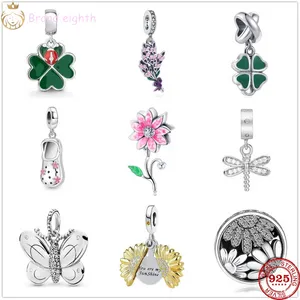 Per pandora charms in argento sterling perline donna Shiny Dragonfly Blooming