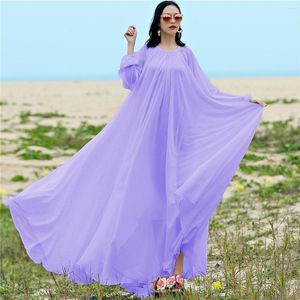 Casual Kleider Frühling Frauen Chiffon Party Langarm Maxi Kleid Hawaii Bangkok Plus Größe Strand Hochzeit Gast Candy Farbe Brautjungfer