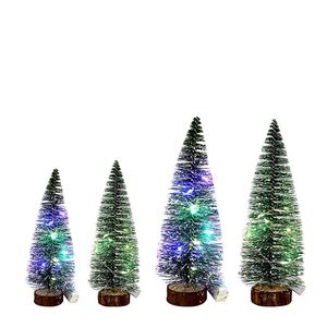Mini-Weihnachtsdekorationsbaum, kleine Zedernholz-Desktop-LED-leuchtende Bäume für die Neujahrsdekoration