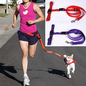 犬の襟のリーシュ1PC調整可能な手は猫フリーランニングウォーキングジョギングペットリースリーシュウエストベルトストラップギフトトラクションロープペットZ0609