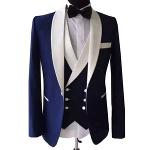 Мужские костюмы Blazers Thorndike Fashion Navy Blue For Men Custom Sdim Groom 3 кусок свадебный мужской курт для брюк жилет 230609