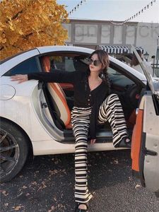 Women's Pants & Capris Designer high-end 23 spring/summer westernized casual fashionable high waisted contrast striped wide leg pants NFGS