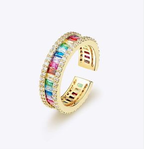 Dream Rainbow Open Ring Female adjustable Premium sense Light Luxury Ring Full Star couple ring AAAAA1