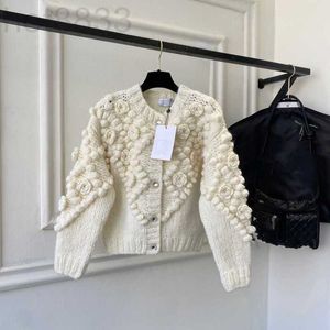 Women's Sweaters Designer 23ss Top Female Sweater, Three-dimensional Hand Crochet Cardigan Top-grade the Best Quality Ladies' Coat in Autumn and Winter XFEW