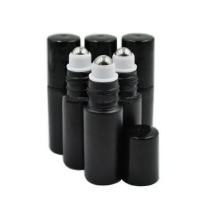 5ml Amberblackgreen Cam Şişeler Üzerinde Rulo Esansiyel Yağlar Çelik Metal Millete Koku Koku Parfüm Toptan