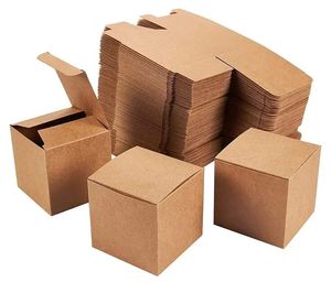 Verschiedene Größen Kraftpapier Verpackung Geschenkbox Kleine Kartons Quadratische Kraftpapier Kartonverpackung Papierbox Fabrik Großhandel