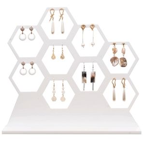 Caixas de Joias Madeira Natural Branco Favo de Mel Brincos Colar Armazenagem Rack Titular Display Stand Up to Hold 9 230609