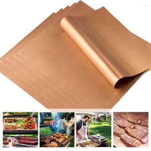 Baking Tools High Quality 6pcs Reusable Non-stick Bbq Home Pad Sheet Fda Eco-friendly Copper Grill Mat Outdoor Mats Burn Oven Liners