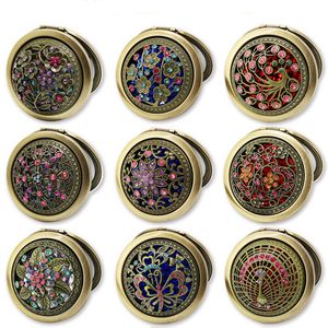 Wholesale Compact Mirrors Vintage Design Bronze Color Folding Makeup Mirror Mini Pocket Cosmetic Mirror