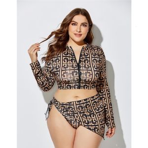 Damenbadebekleidung Plus Size Bademode Frauen Sexy Bedruckter Bikini Großer geteilter Badeanzug Dreiteiliger Schal mit Kopf Hohe Taille Badeanzug 230608