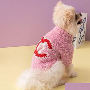 Dog Apparel Classic Brands Designer Clothes Winter Warm Pet Sweater Turtleneck Knit Coat Thick Cats Puppy Clothing Drop Delivery Hom Dhfnb