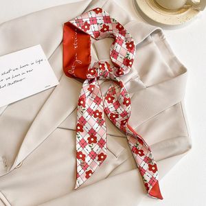 Scarves 2023 Red Foulard Silk Hair Ribbon For Women Skinny Hairband Female Neckerchief Sort Satin Bag Girl Neck Scarf