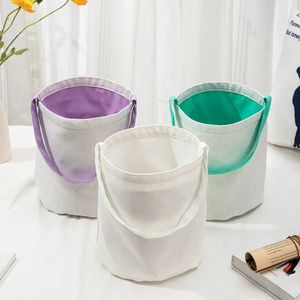 Party Supplies DIY Sublimation Blank Easter Basket Bags Cotton Linen Carrying Gift and Eggs Hunting Candy Bag Halloween Storage Pouch Handbag Toy Bucket FY5735 JN09