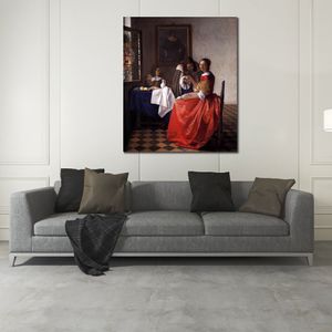 Canvas Art The Girl with The Wine Glass Classical Portrait by Johannes Painting Handmade Exquisite Wall Decor