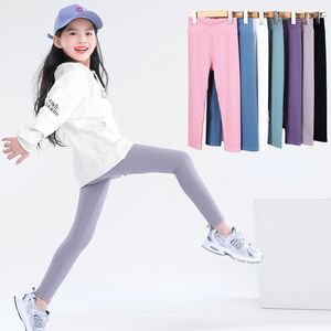 Byxor Autumn Solid Kid Leggings Girl Thin Tights Sweatpants 2 Y Child Casual Ankle Length Pants Spring Toddler Skinny Croped 230609