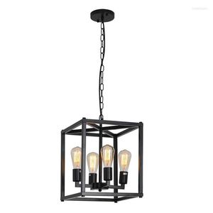 Lâmpadas pendentes da sala de jantar American Farmhouse Chandelier Lâmpada rural Lâmpada de cozinha de vento industrial Living Living Black Iron Iron Droplight