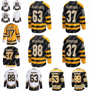 Benutzerdefinierte Männer Frauen Jugend BostonBruinsJersey 88 David Pastrnak 63 Brad Marchand 71 Taylor Hall 73 Charlie McAvoy Hockey-Trikots Schwarz Weiß Gelb