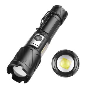 Potente torcia a LED XHP160 XHP99 con luce COB laterale Supporto torcia super luminoso Zoom Luci da campeggio avventura impermeabili