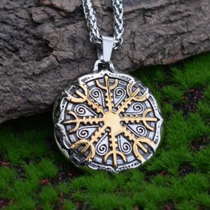 Hänghalsband 316L rostfritt stål Viking Odin Rune Compass -halsband för män festgåva