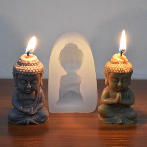 Candles DIY Buddha Candle Silicone Mold 3D Buddha Gypsum Soap Cement Resin Mold Festival Gift Making Church Candle Production Supplies 230608