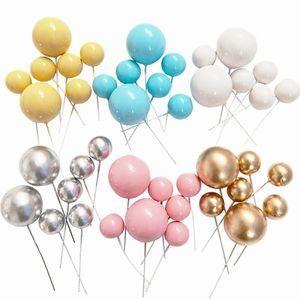 Other Event Party Supplies 20Pcs Cake Topper Gold Silver Ball Happy Birthday DIY Cupcake Flag Wedding Christmas Decor Decoration 230608