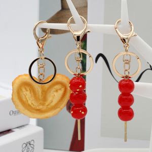 Creative Funny Simulation Food Rock Sugar Gourd Dorayaki Keychain Pendant PVC Bag Car Keychains Jewelry Gift Accessories