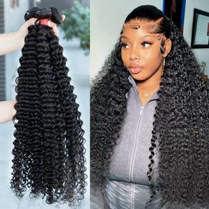Hair Bulks irl Deep Wave 28 30 32 Inch 3 4 Bundles Brazilian Weave Human Natural 100 Curly Extension 230609