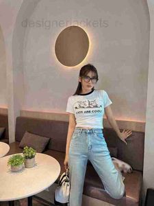 Women's Jeans Designer High end Summer Versatile Single Piece Heavy Industry Nail Drill Rolled Edge Straight Sleeve Nine Point 5JIY